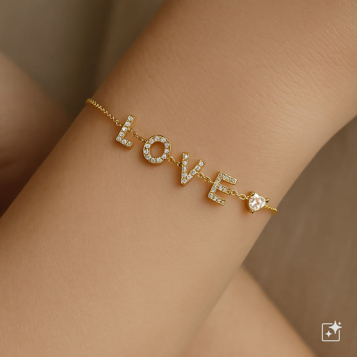 Love bracelet with zirconia stones (Steel 316L)