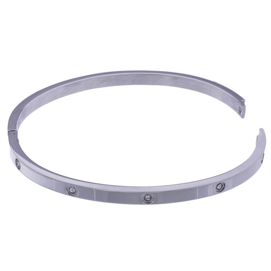 Narrow zirconia stone bracelet with hinge (Steel 316L)