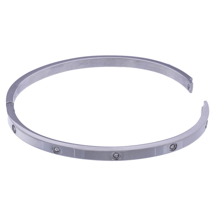 Narrow zirconia stone bracelet with hinge (Steel 316L)