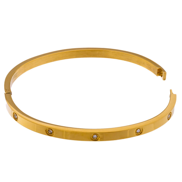 Narrow zirconia stone bracelet with hinge (Steel 316L)