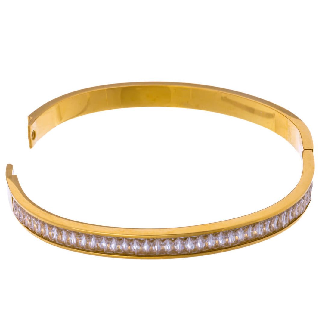 Steel bracelet with hinge zirconia stone set (Steel 316L)