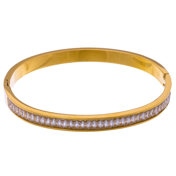 Steel bracelet with hinge zirconia stone set (Steel 316L)