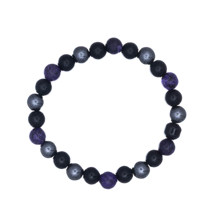 Hematite stone bead bracelet, elastic