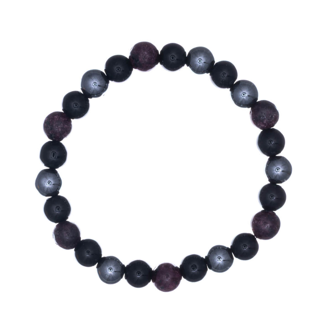 Hematite stone bead bracelet, elastic