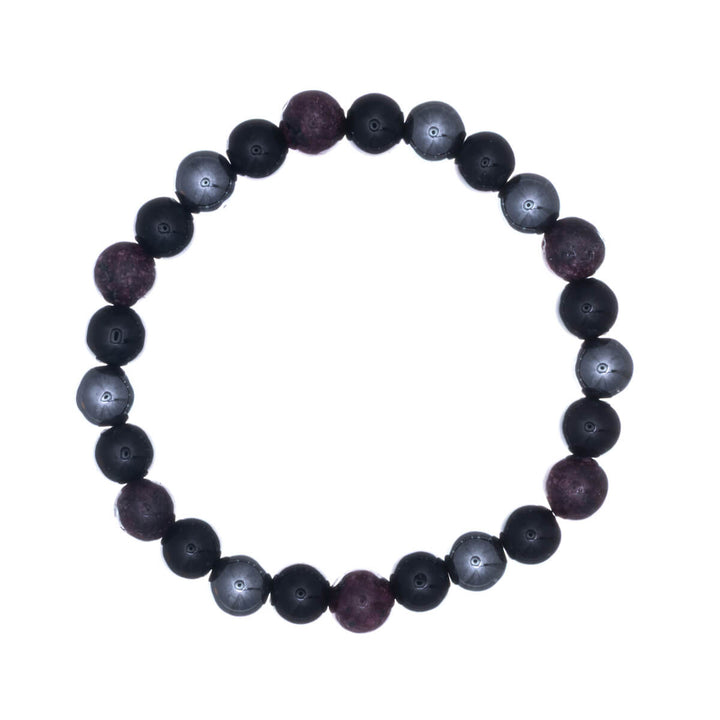 Hematite stone bead bracelet, elastic