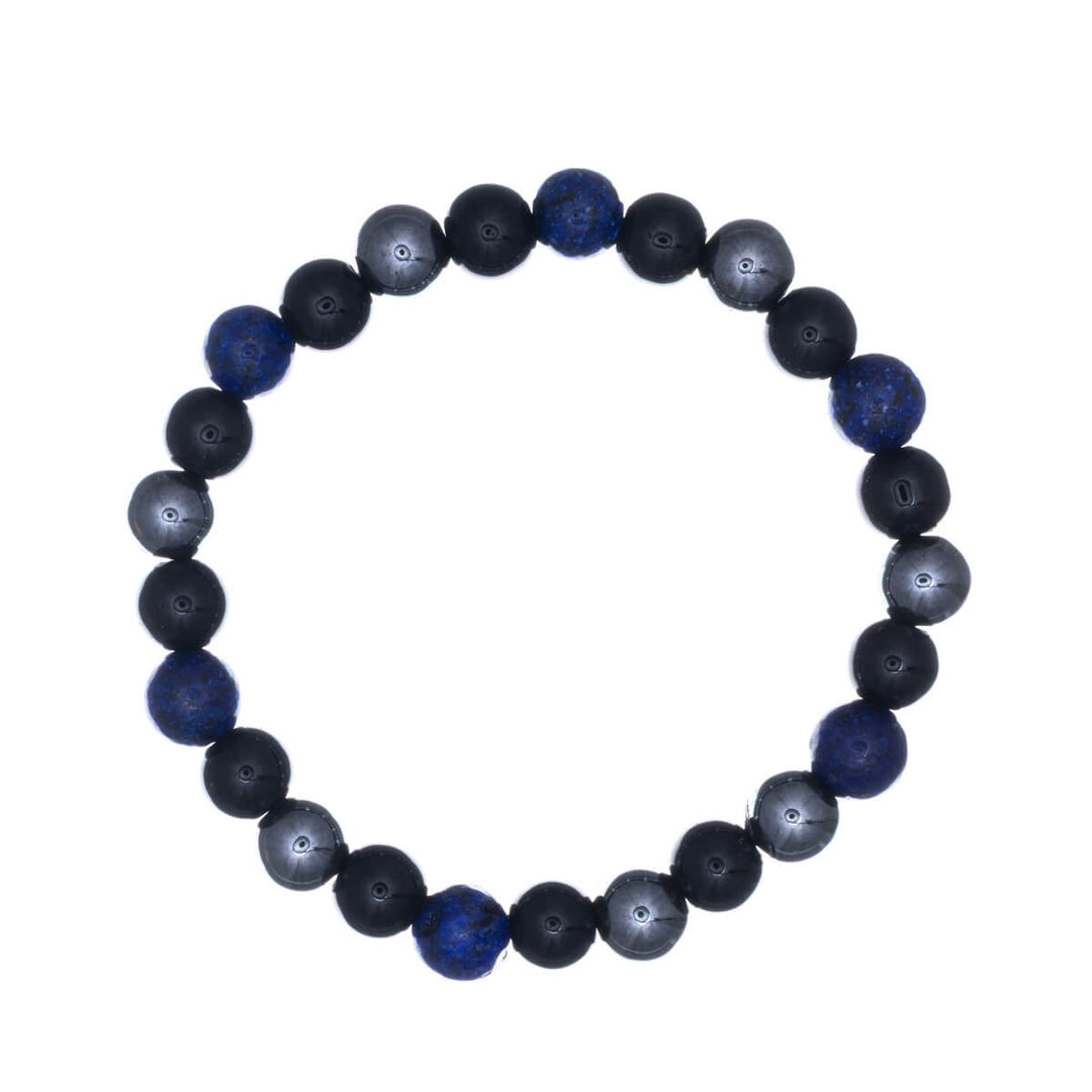 Hematite stone bead bracelet, elastic