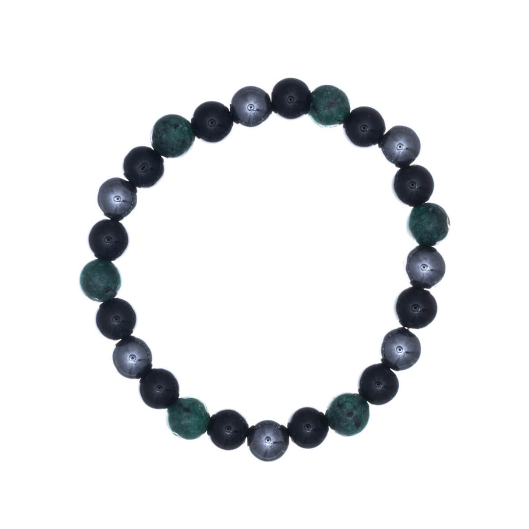 Hematite stone bead bracelet, elastic