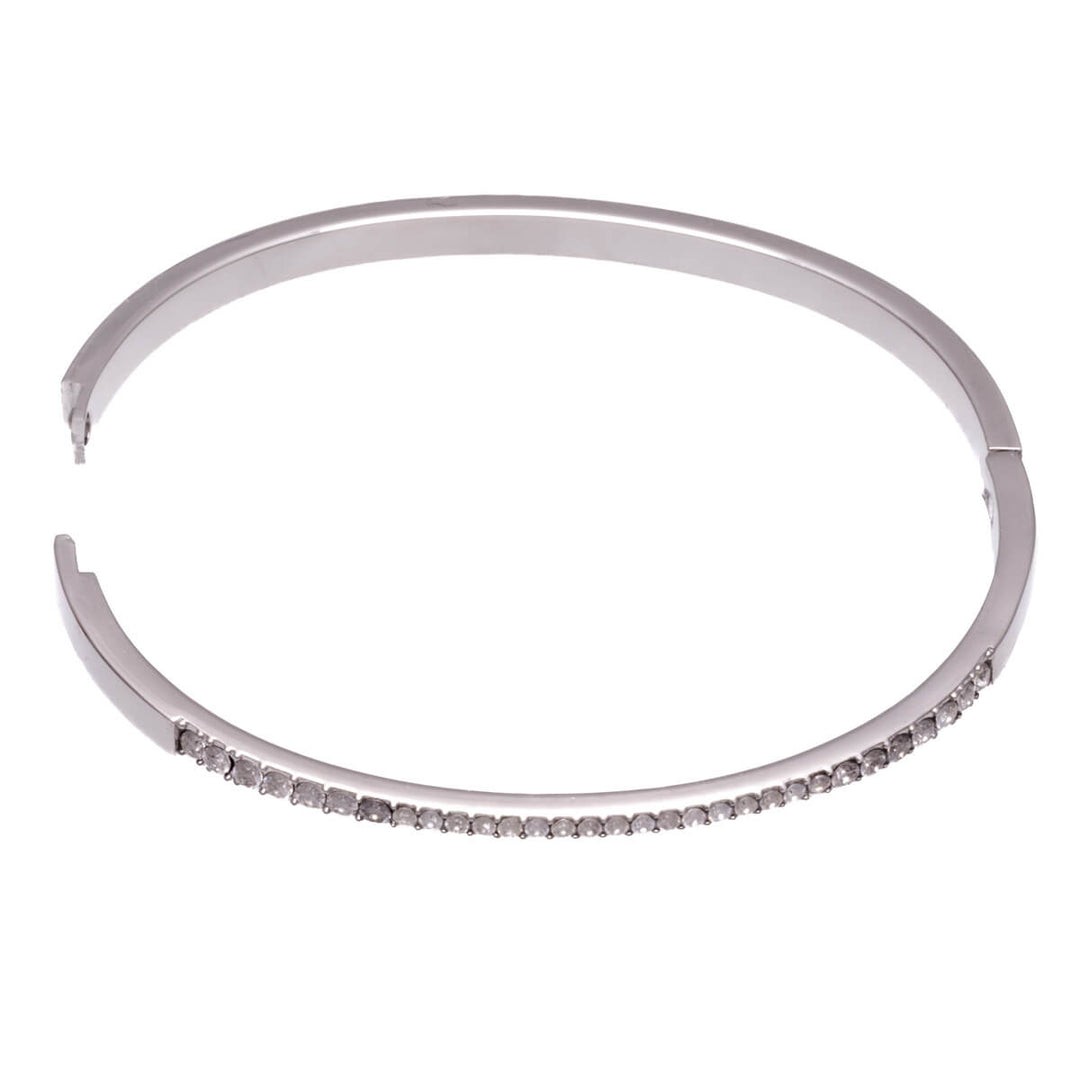 Narrow bangle with hinge and zirconia stone row (316L steel)