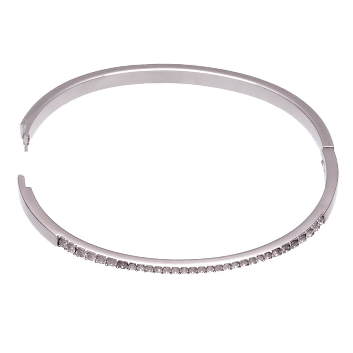 Narrow bangle with hinge and zirconia stone row (316L steel)