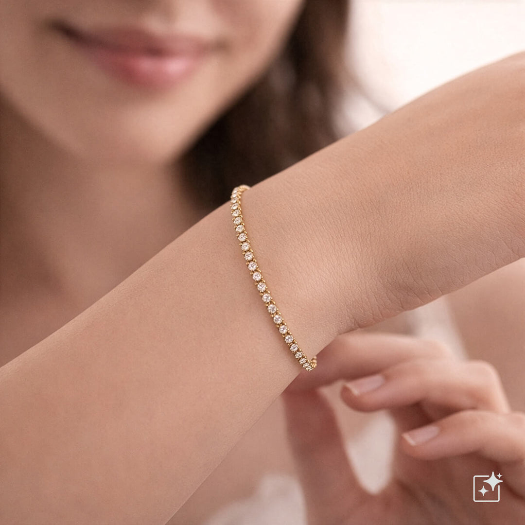 Delicate round zirconia tennis bracelet
