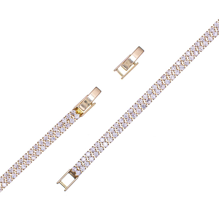 Double-row round zirconia tennis bracelet