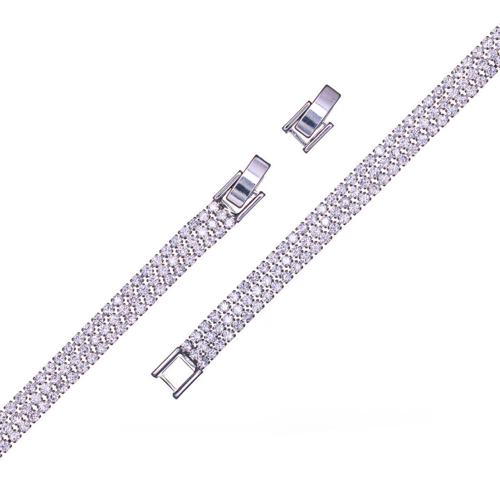 Three-row round zirconia tennis bracelet