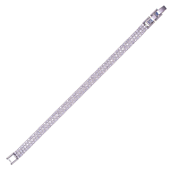 Three-row round zirconia tennis bracelet