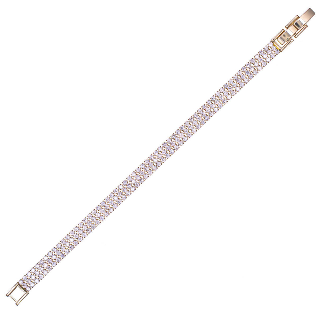 Three-row round zirconia tennis bracelet