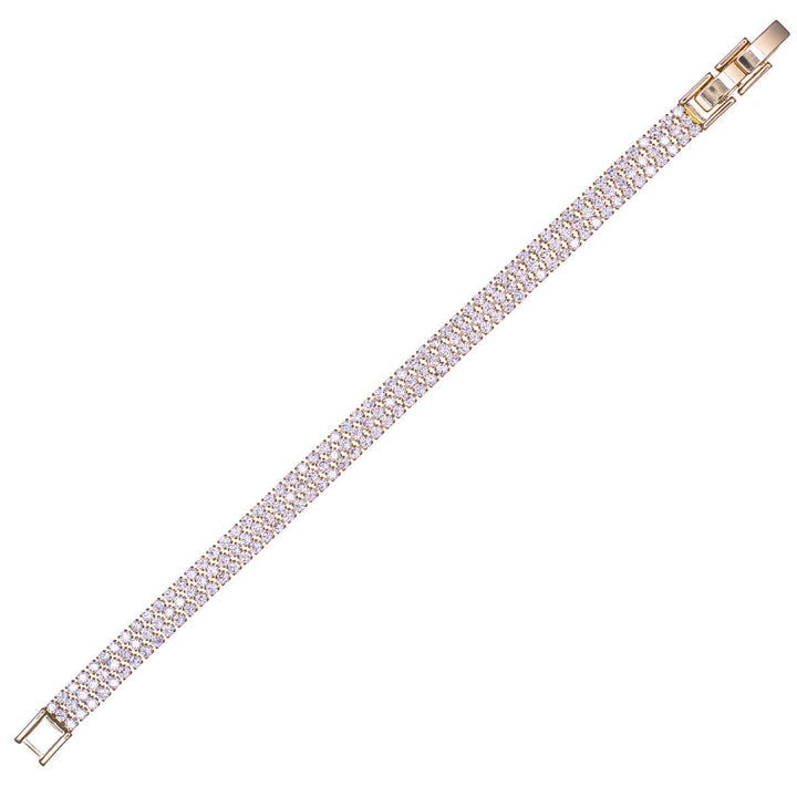 Three-row round zirconia tennis bracelet