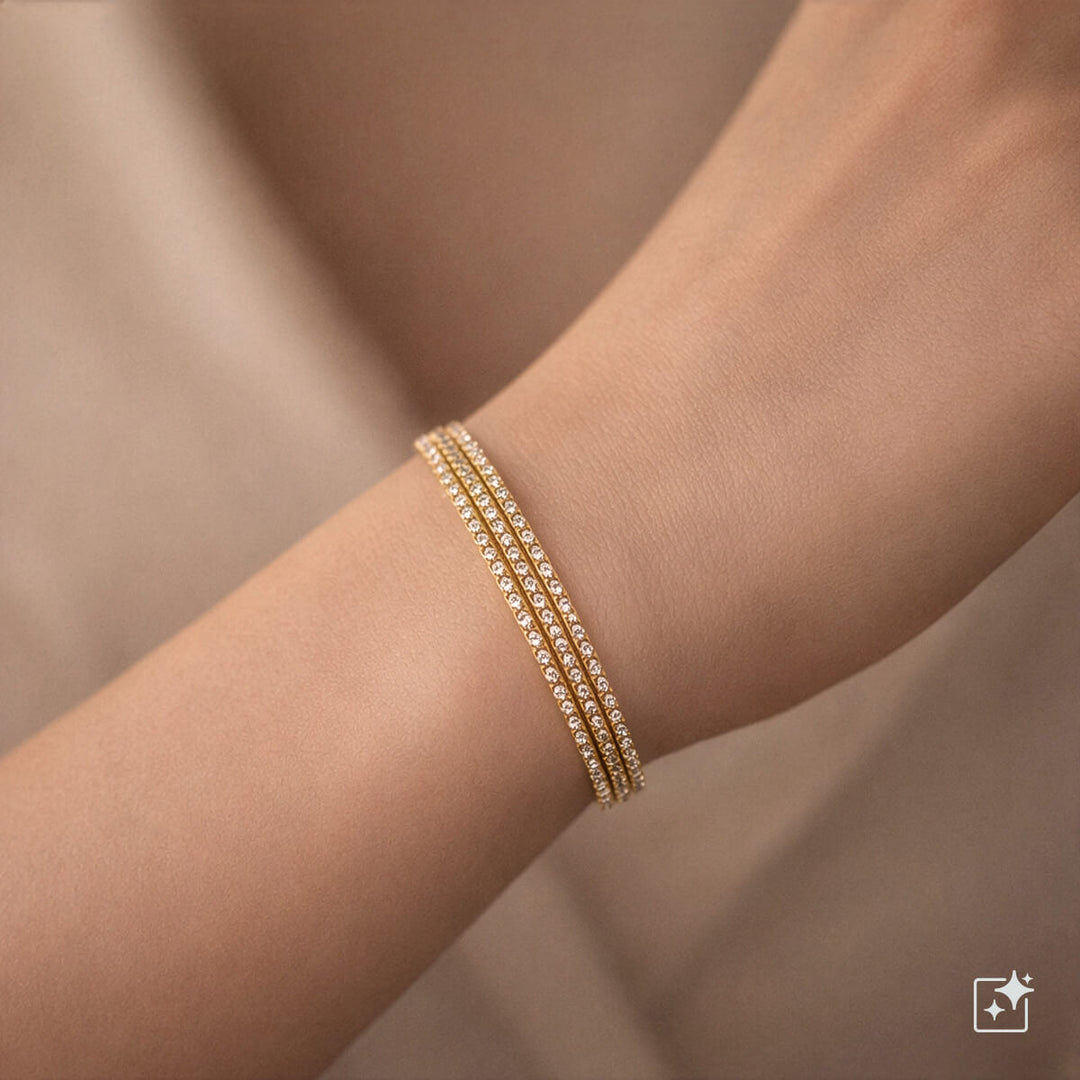 Three-row round zirconia tennis bracelet