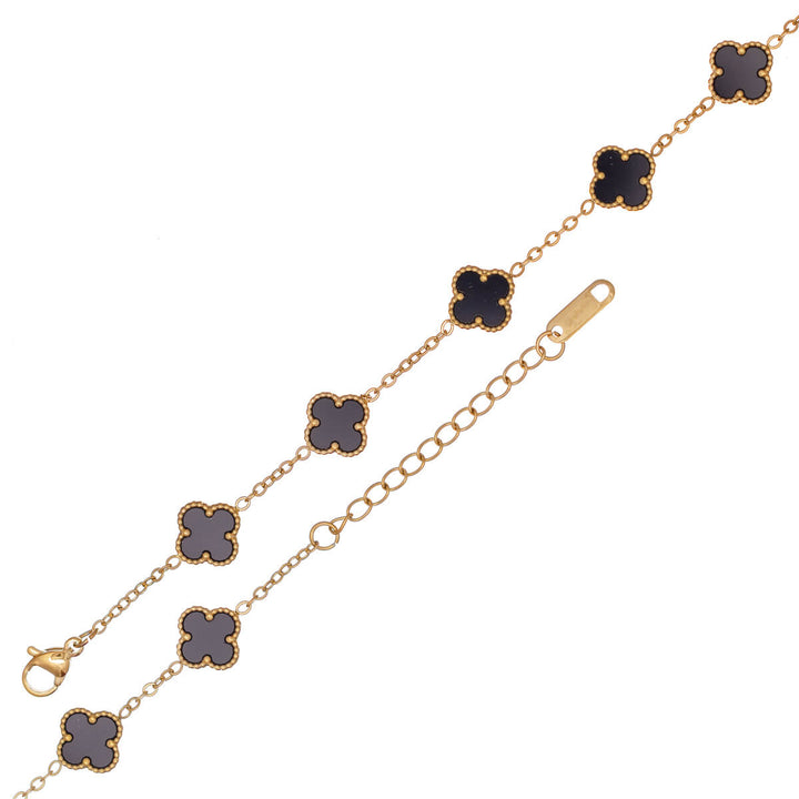 Delicate four-leaf clover bracelet (Gold-plated steel 316L)