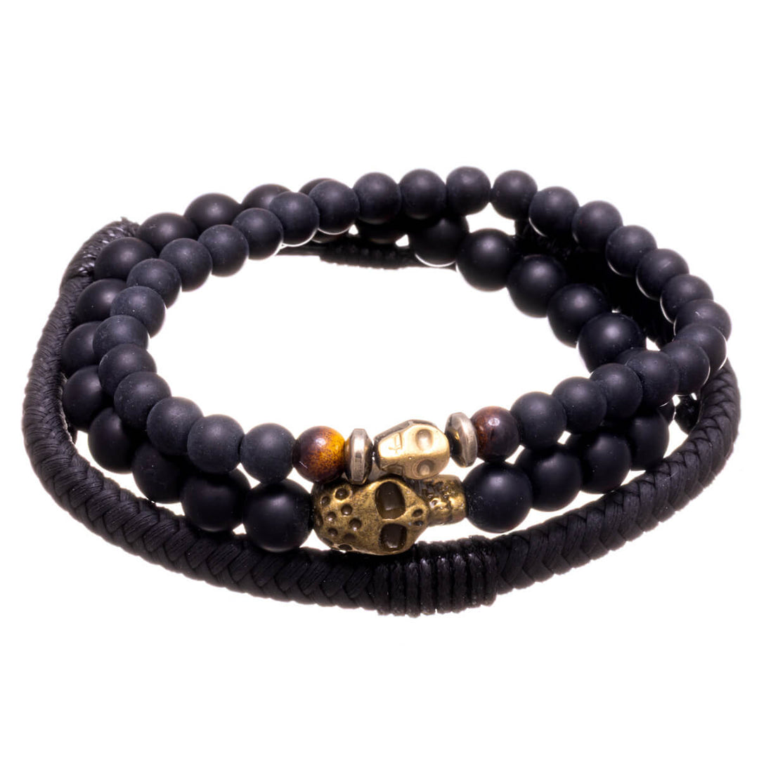 Men's bracelet set, 3 pieces – Skull Black