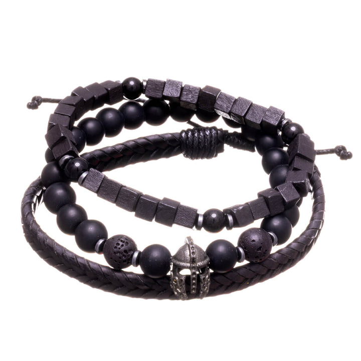 Men's bracelet set, 3 pieces – Warrior Wood Black