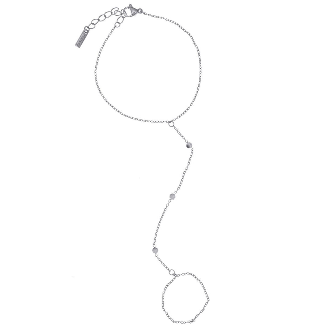Minimalist bracelet with ring and flat beads – surgical steel 316L