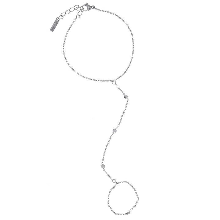 Minimalist bracelet with ring and flat beads – surgical steel 316L