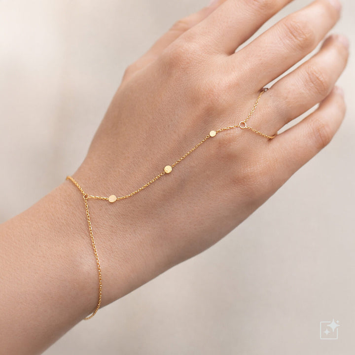 Minimalist bracelet with ring and flat beads – surgical steel 316L