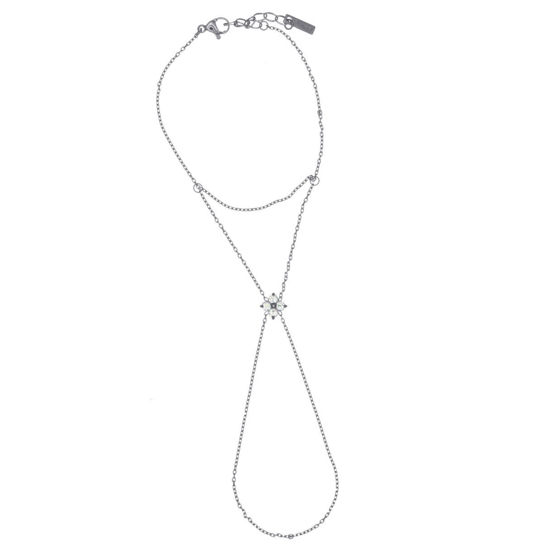 Bracelet with ring and zirconia flower decoration – surgical steel 316L