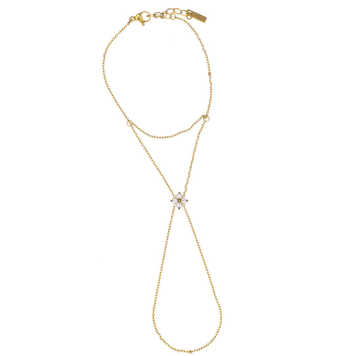 Bracelet with ring and zirconia flower decoration – surgical steel 316L