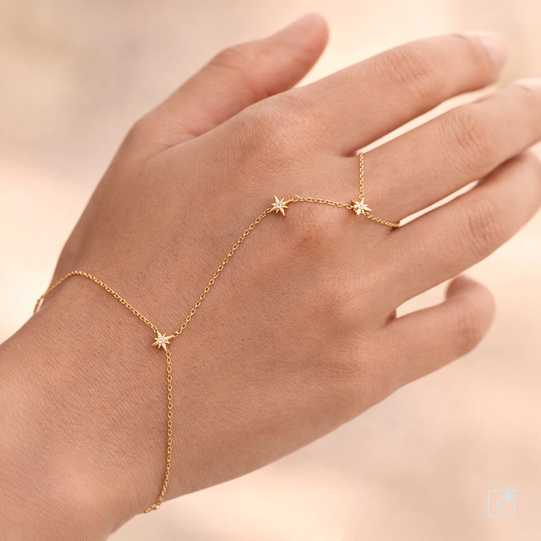 Bracelet with ring and star decorations – surgical steel 316L