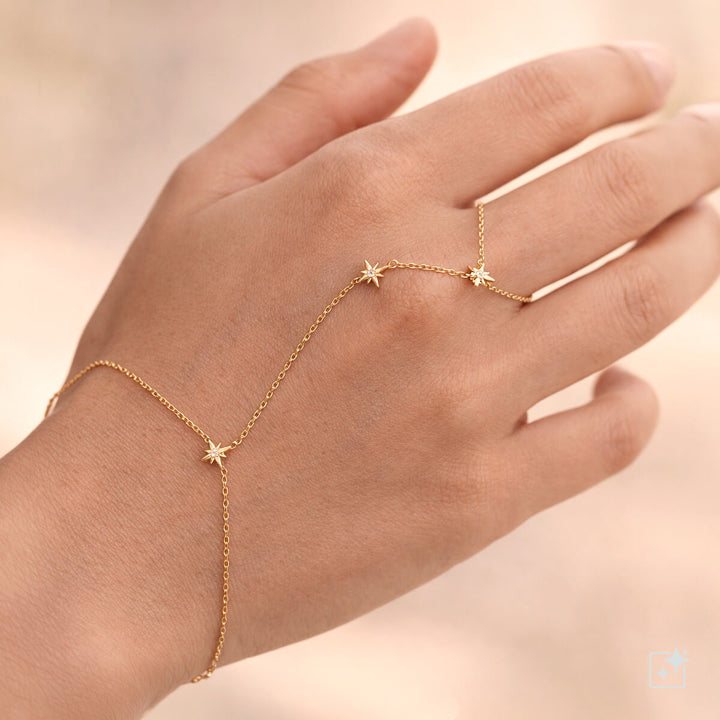 Bracelet with ring and star decorations – surgical steel 316L