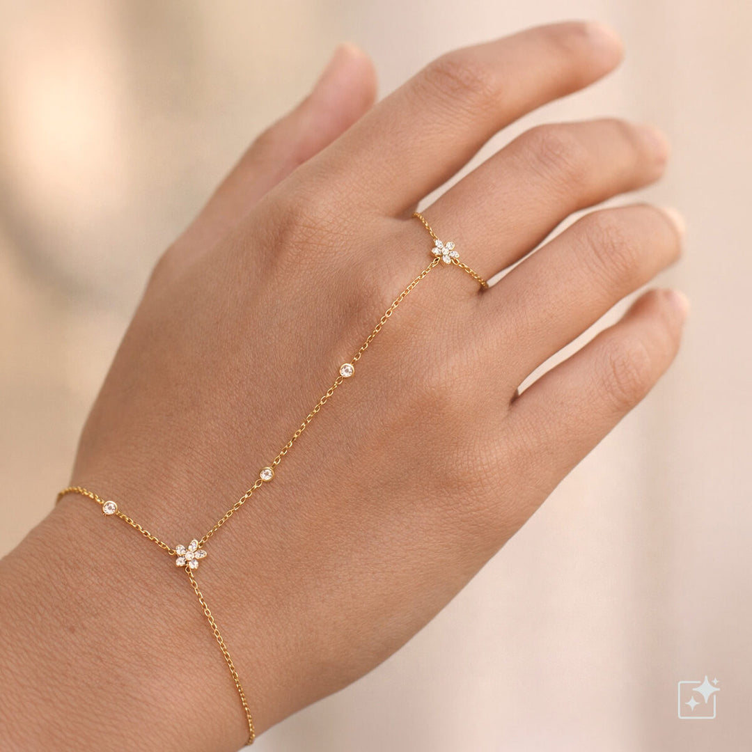 Bracelet with zirconia flower decorations – surgical steel 316L