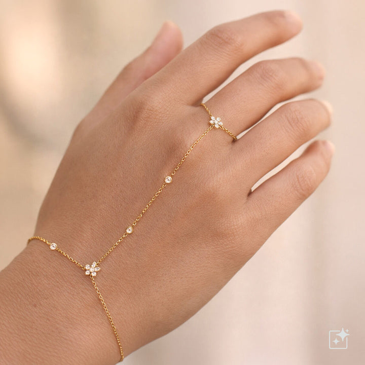 Bracelet with zirconia flower decorations – surgical steel 316L