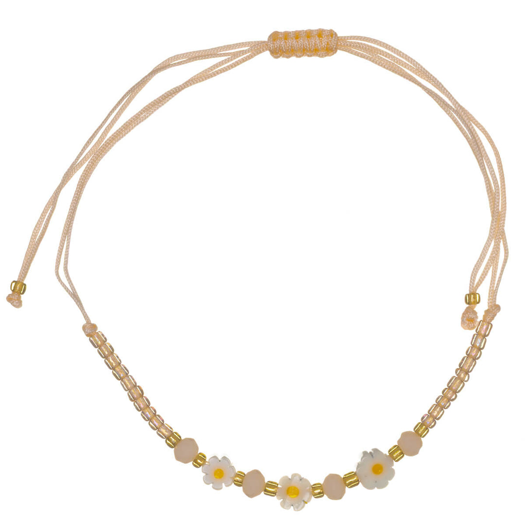 Adjustable flower bead bracelet – 3 flowers