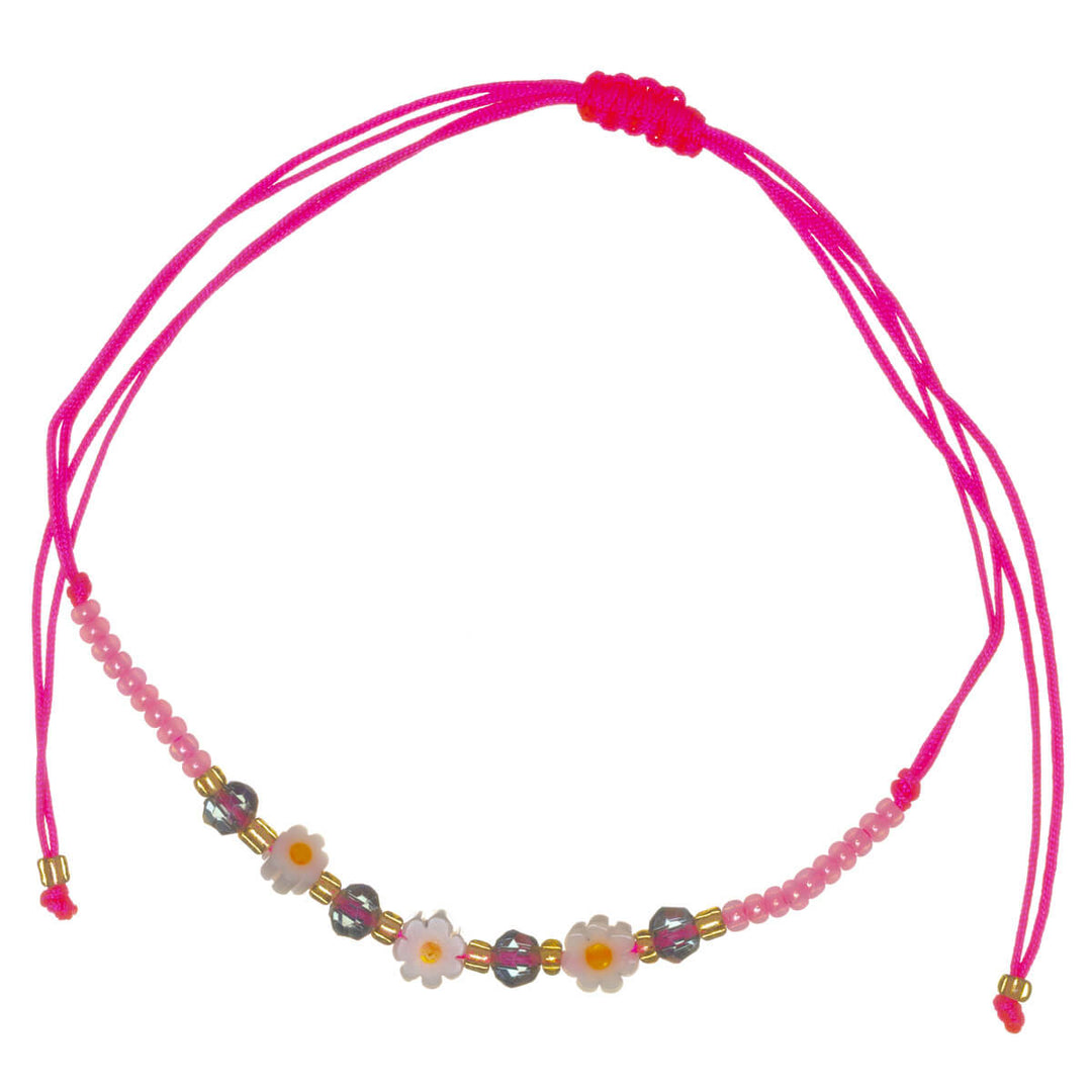 Adjustable flower bead bracelet – 3 flowers