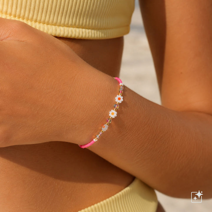 Adjustable flower bead bracelet – 3 flowers