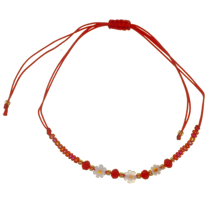 Adjustable flower bead bracelet – 3 flowers