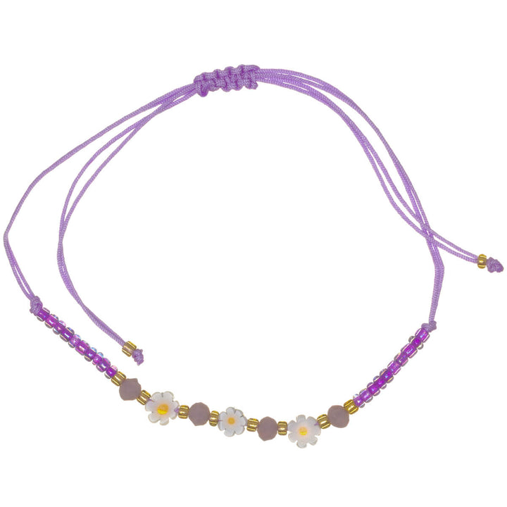 Adjustable flower bead bracelet – 3 flowers
