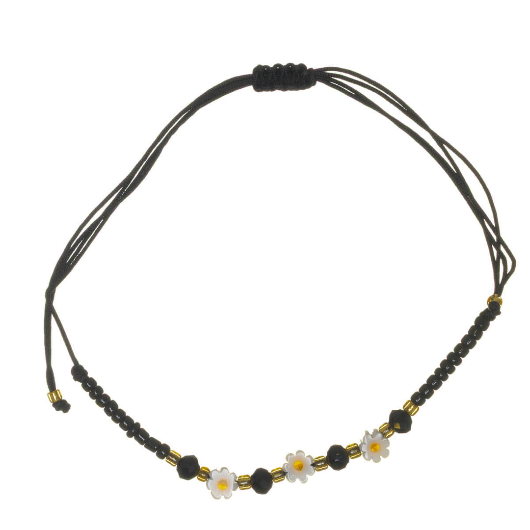 Adjustable flower bead bracelet – 3 flowers
