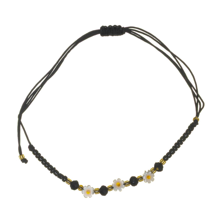 Adjustable flower bead bracelet – 3 flowers
