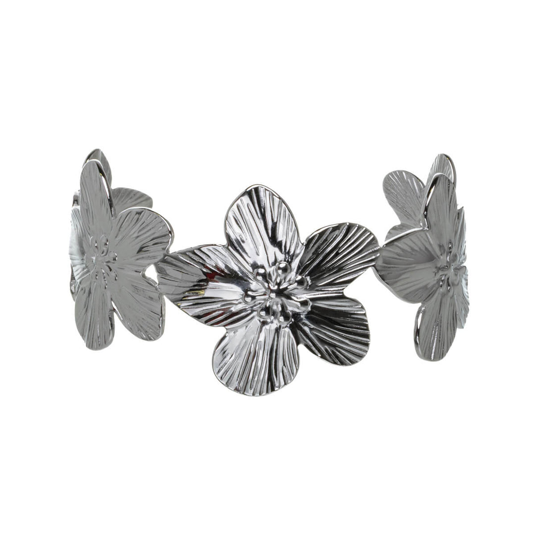 Wide Flower Bracelet (316L Stainless Steel)