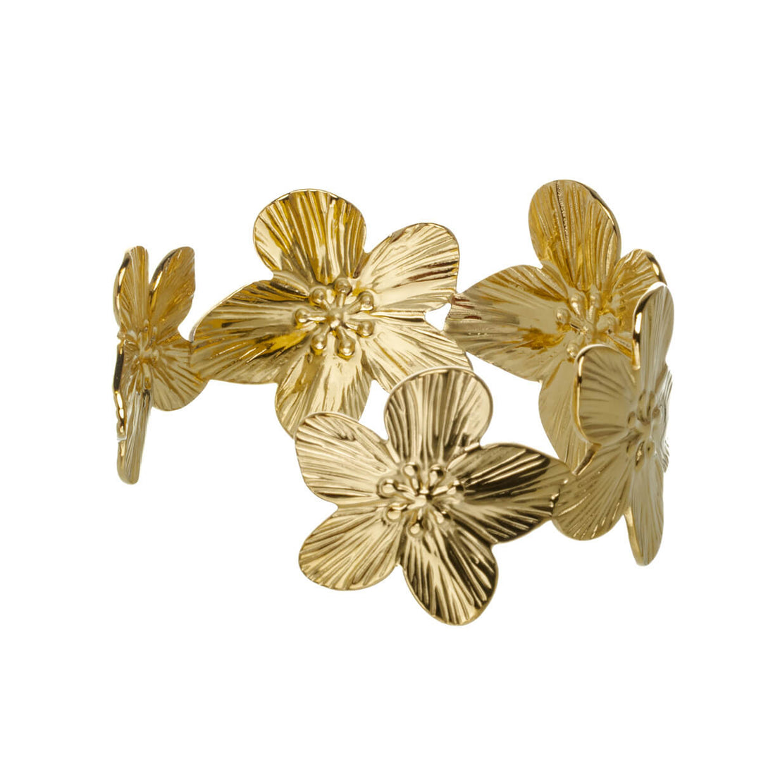 Wide Flower Bracelet (316L Stainless Steel)
