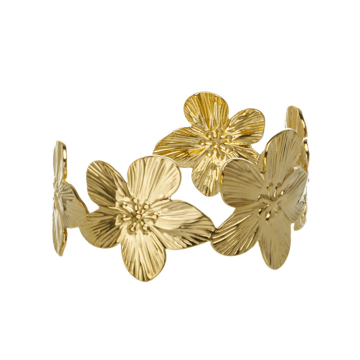 Wide Flower Bracelet (316L Stainless Steel)
