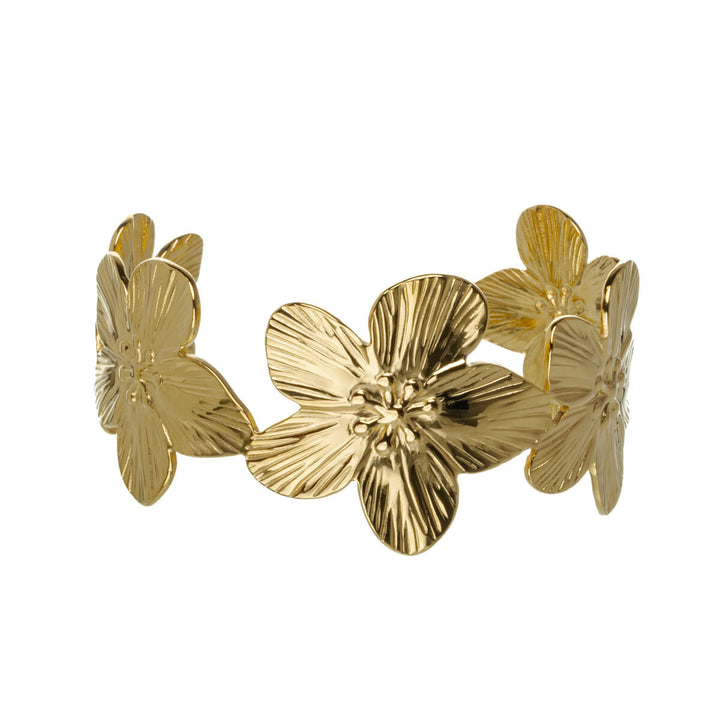 Wide Flower Bracelet (316L Stainless Steel)