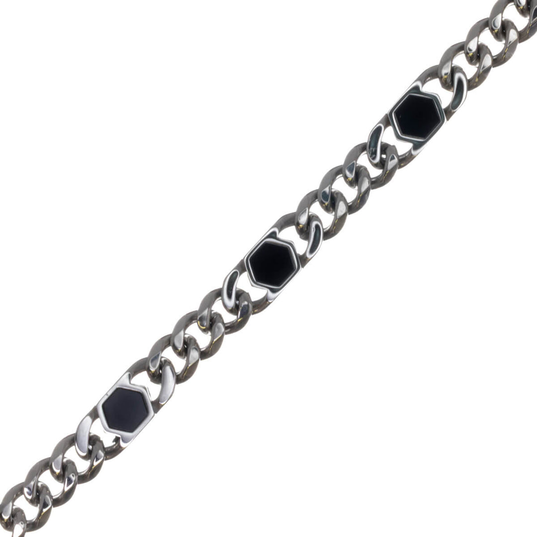 Tank chain bracelet with black accents (316L stainless steel)