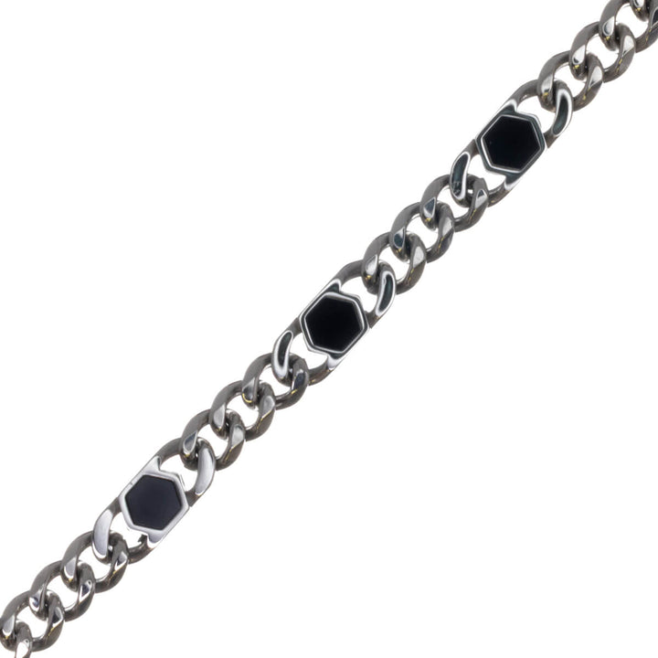 Tank chain bracelet with black accents (316L stainless steel)