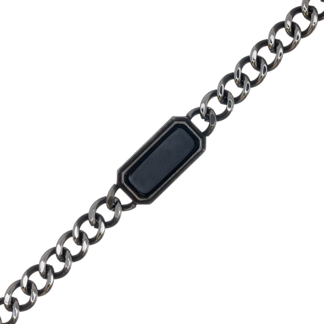 Tank chain bracelet with stone (316L stainless steel)