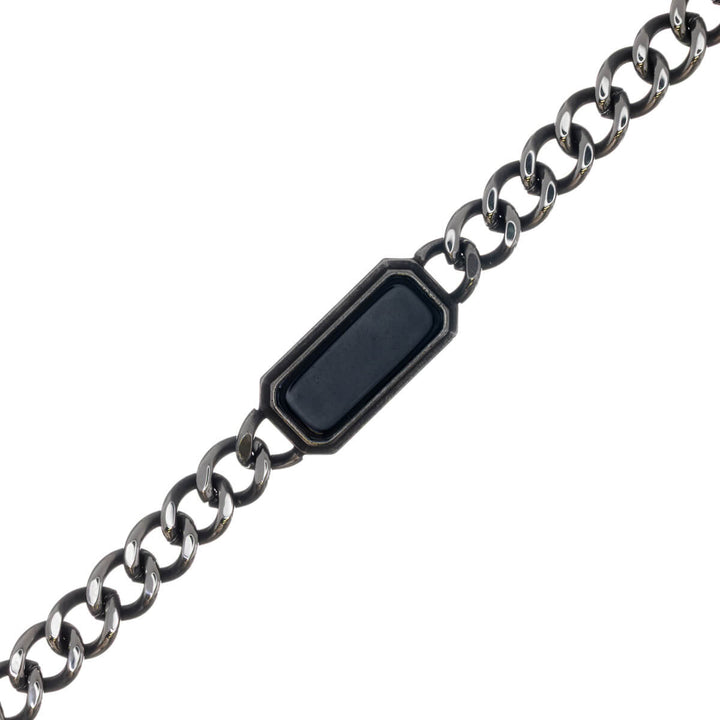 Tank chain bracelet with stone (316L stainless steel)