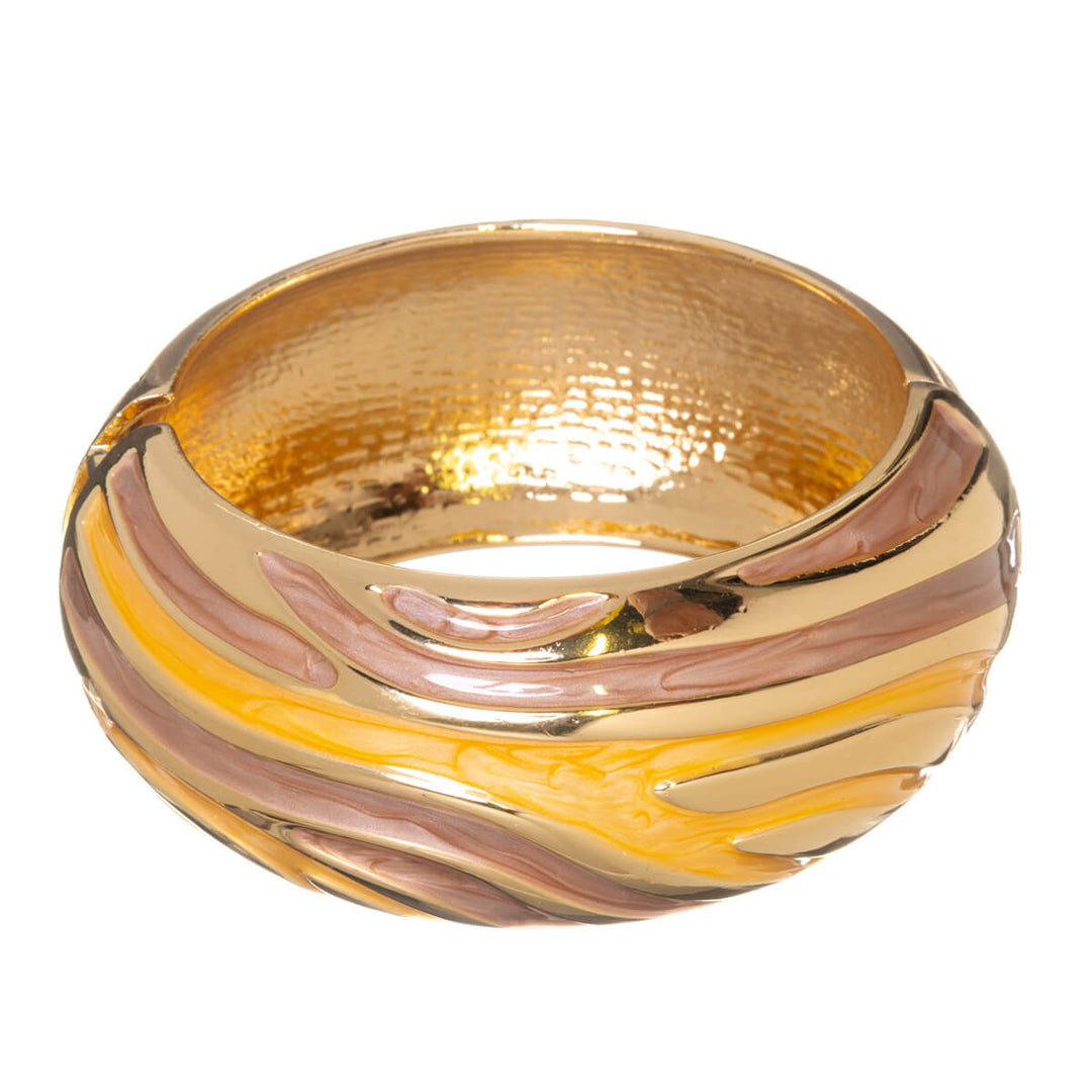 Wide, adjustable bracelet with a colorful pattern