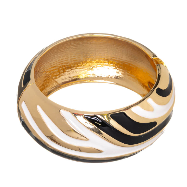 Wide, adjustable bracelet with a colorful pattern