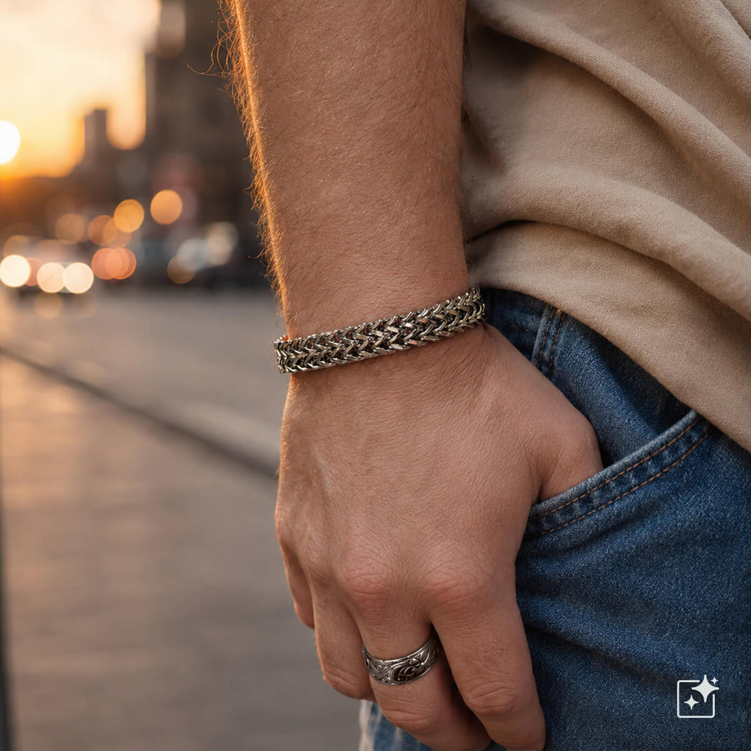 Wide Foxtail Chain Bracelet (316L Stainless Steel)